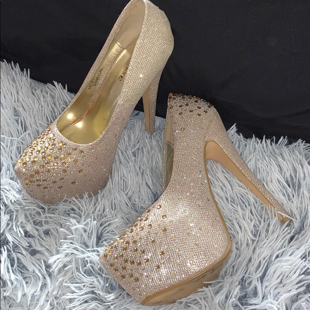Gold platform heels